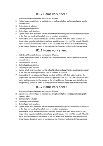 AQA GCSE Biology (9-1) B1.7 Osmosis FULL LESSON | Teaching Resources