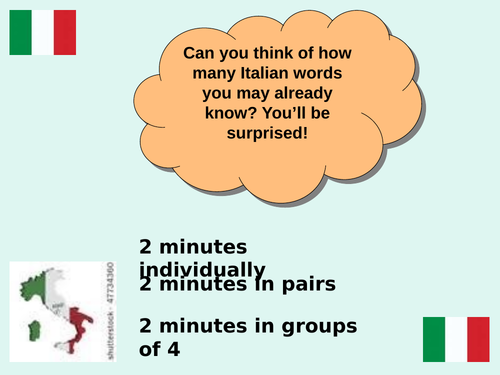 KS3/KS4 Italian Intro lesson  - pronunciation