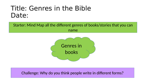 RE Resource - Genres of the Bible