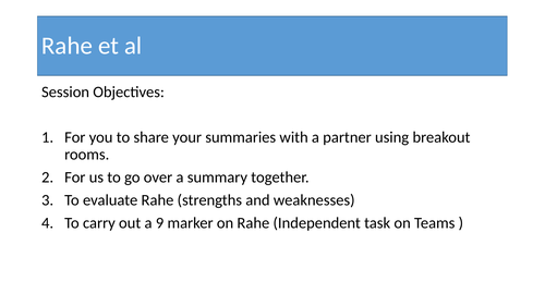 Unit 3 - Learning aim B - Causes of Stress (Rahe et al)