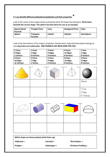 Year 5/6 Identifying Polyhedrons 3D Shapes and their Properties