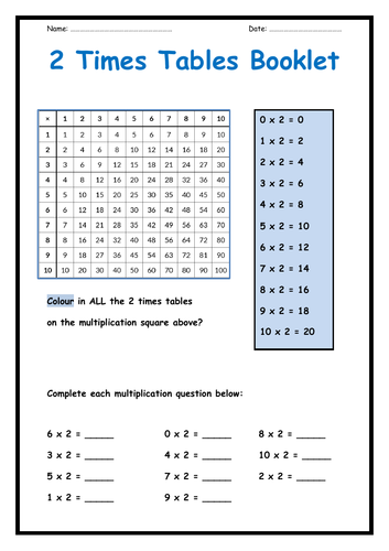 2 Times Tables Booklet