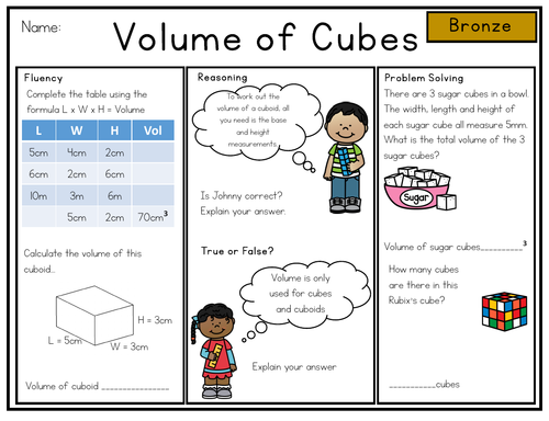 Calculate the volume of cubes & cuboids