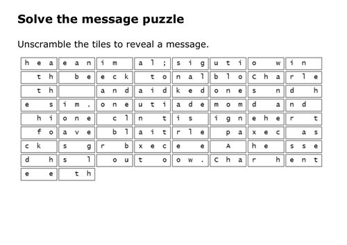 Solve the message puzzle about the execution of Charles I