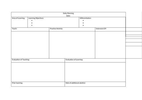 Individual Daily Lesson Plan Template Teaching Resources