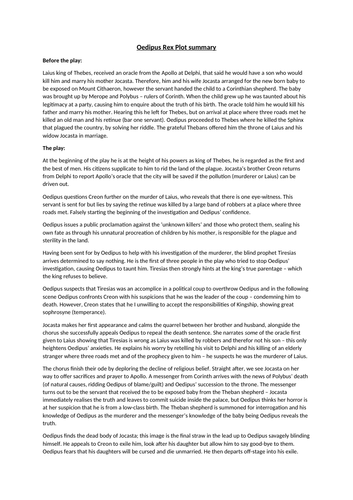 A* Sophocles' 'Oedipus Rex' Plot Summary