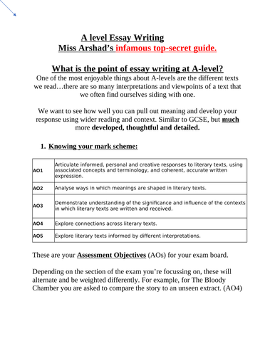 A Level English Essay Writing Guide