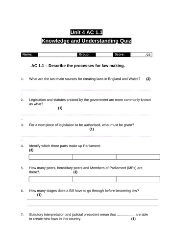 Criminology Unit 4 Knowledge Quiz