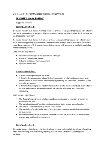 Criminology Unit 2 Formal Assessment