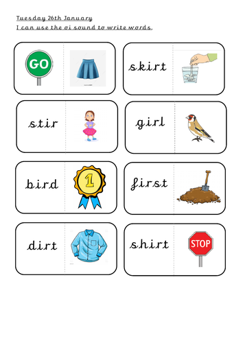 Phase 5 phonics - ir sound dominos