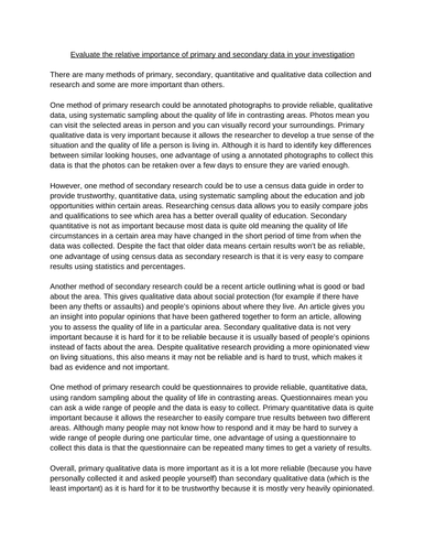 Fieldwork exam questions- GCSE Geography