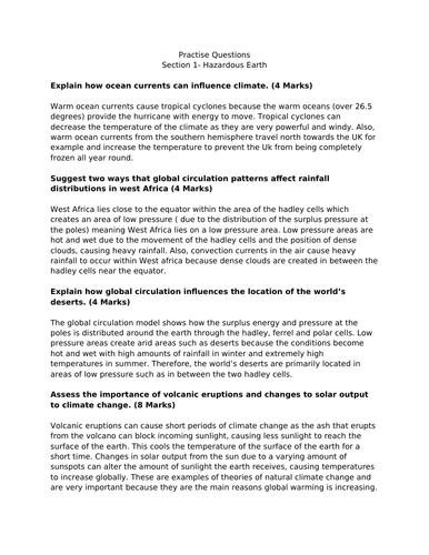 Complete Exam question pack for GCSE Geography