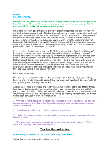 Annotating a short text.