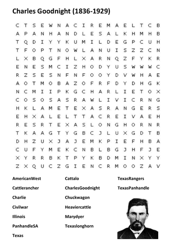 Charles Goodnight Word Search