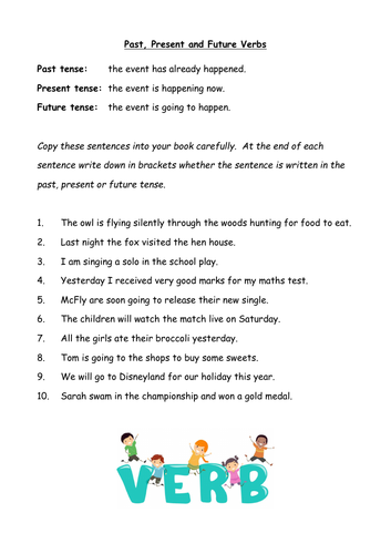 KS2 Worksheet - Verbs Tenses (2 worksheets)