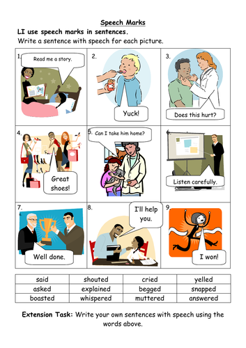 KS2 Worksheet - Speech Marks (2 worksheets)