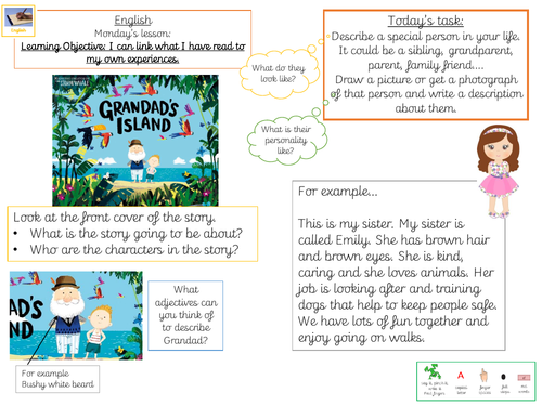 Grandad's Island Year 1 Home learning - 2 week unit