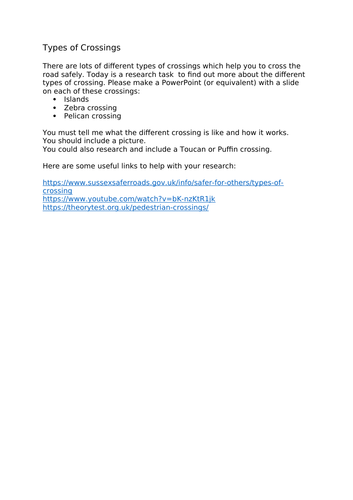 Types of Road Crossing UK remote learning