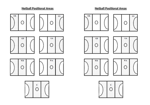 Netball Position Cards - Used as Lanyards