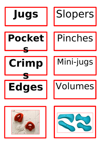 Climbing - Types of Holds - Matching Task
