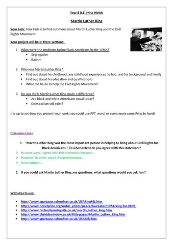 Home Learning Martin Luther King