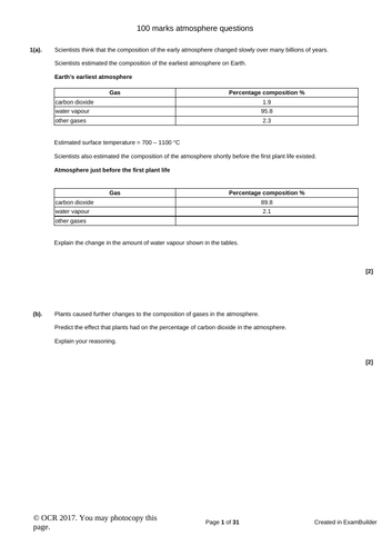 C1 atmosphere and pollution OCR 21st C