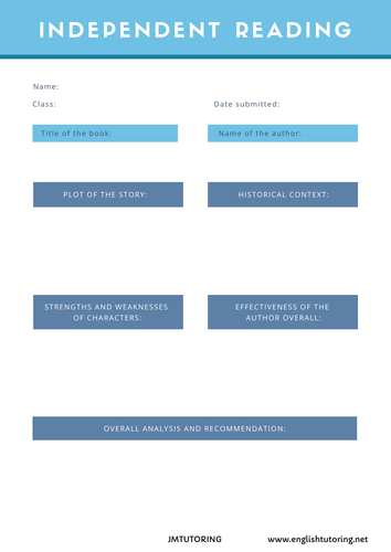 Independent Reading Worksheet