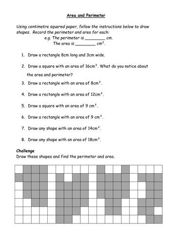 KS2 Worksheet - Area + Perimeter (2 versions)