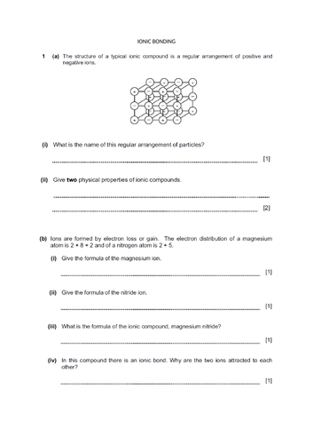 Ionic Bonding practice IGCSE