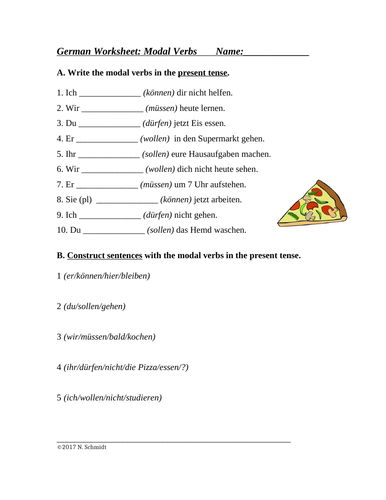 german modal verbs worksheet modalverben konnen mogen sollen durfen teaching resources