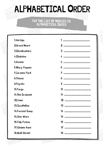 E3 Functional Skills English Writing Module: Alphabetical Order Worksheet & Answers