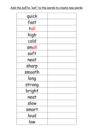 Superlative Adjectives Adding the suffix est