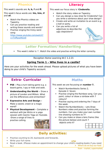 Home Learning acivitity sheets - 6 weeks focusing on Traditional Tales