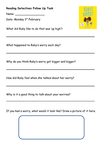 Ruby's Worry Guided Reading Follow Up