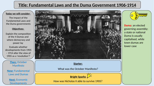 AQA Tsarist and Communist Russia - Fundamental Laws and the Duma Government