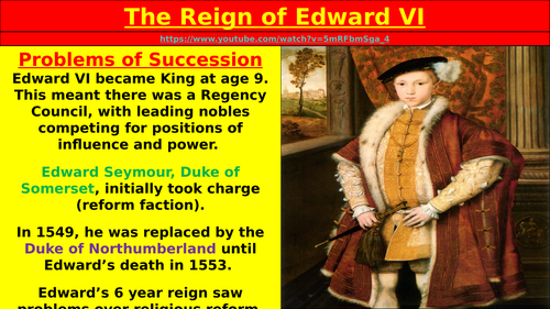 The Reign of Edward VI: 1547-1553 (AQA A-Level, Option 1C - The Tudors: England, 1485–1603)
