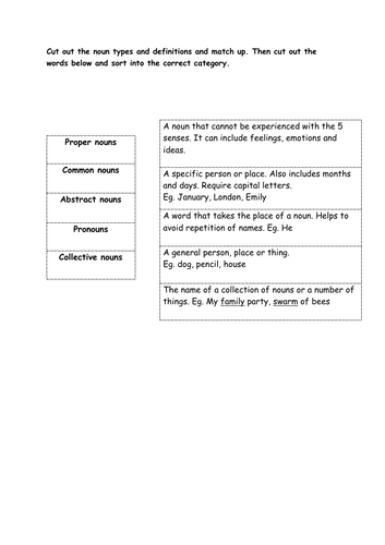 Types of Nouns Match Up