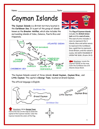 THE CAYMAN ISLANDS - Introductory Geography Worksheet
