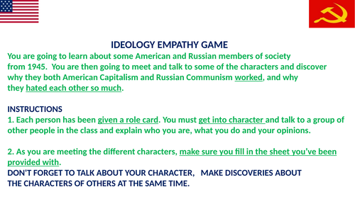 IDEOLOGY GAME/ROLE PLAY/EVALUATIVE WRITING FOR EXAMINATION PRACTICE.