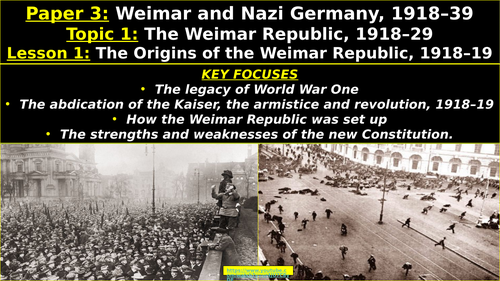 Edexcel Weimar & Nazi Germany, Topic 1: The Weimar Republic, L1: Origins of the Republic, 1918-19