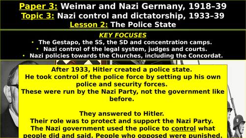 Edexcel Weimar & Nazi Germany, Topic 3: Nazi Control and Dictatorship, 1933–39, L2: The Police State