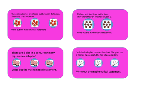 Division by sharing - writing the mathematical statement