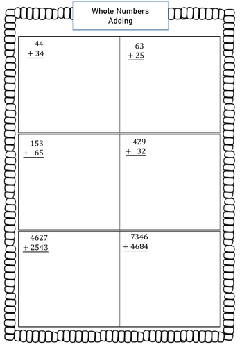 Adding and Subtracting Whole Numbers | Teaching Resources