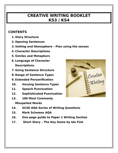 creative writing revision booklet