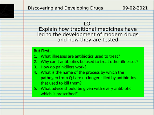 Discovery and Development of Drugs - Virtual Lesson