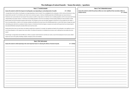 'I, We, You' exam questions - Natural Hazards (AQA Geography GCSE)