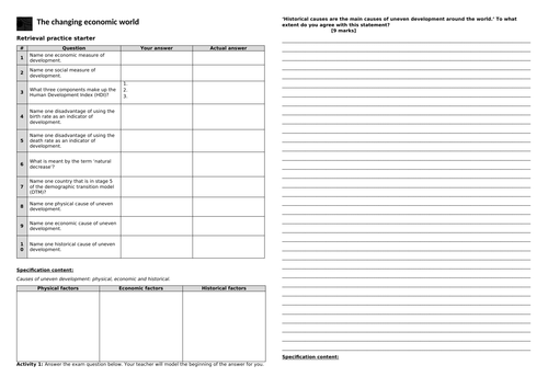 Changing Economic World revision lesson (AQA Geography)