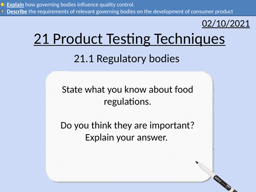 OCR Applied Science: 21.1 Regulatory Bodies