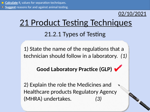 OCR Applied Science: 21.2.1 Types of Testing