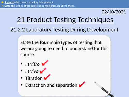 OCR Applied Science: 21.2.2 Testing During Development